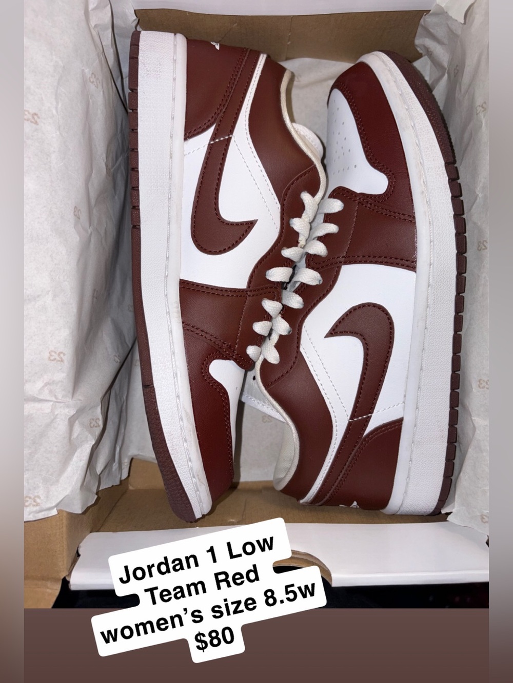Jordan 1 Low Women's Sneakers - Team Red & White
